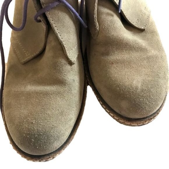 J Crew 28671 Macalister Khaki Suede Tan Wedge Lace Up Ankle Boots Size 9 - Picture 5 of 11